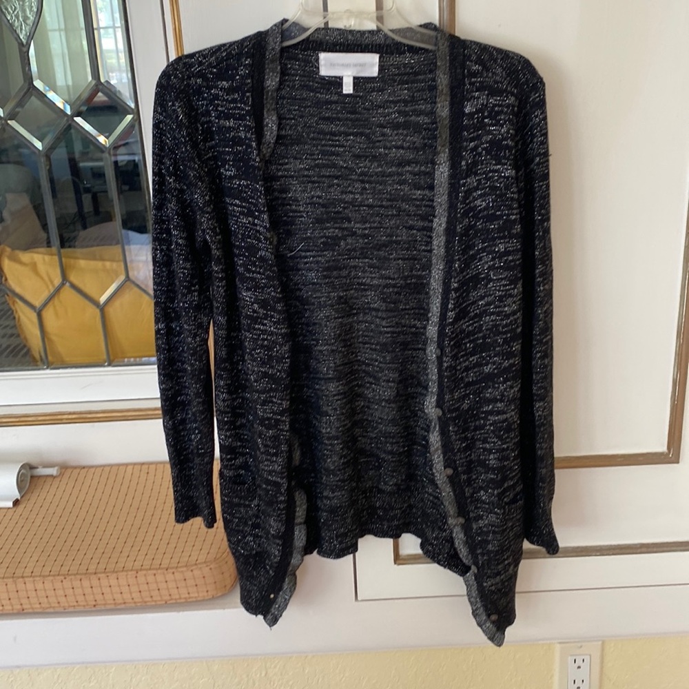 Black Victoria Secret Cardigan with silver threads running through the fabric